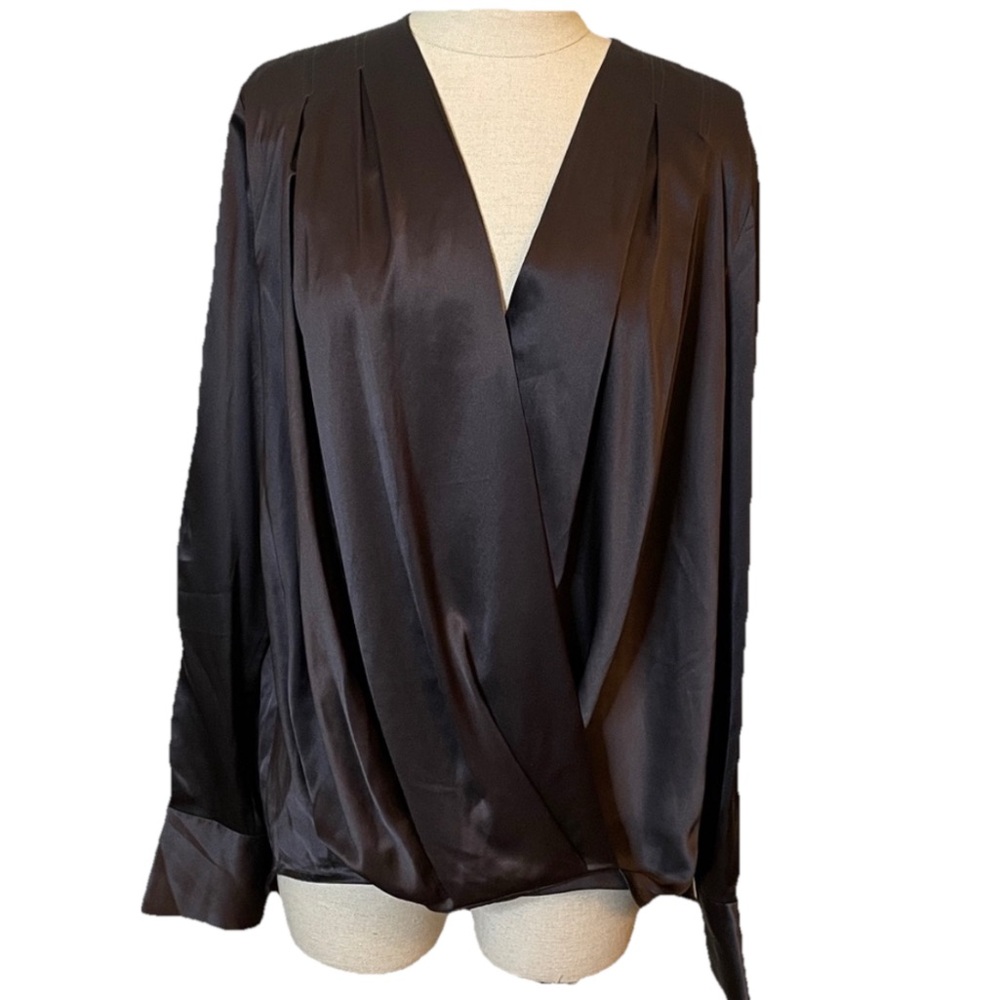 Rag & Bone Lei High-Low Silk Brown Blouse Size L